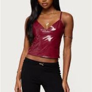 Edikted Glossy vinyl Burgundy Camisole